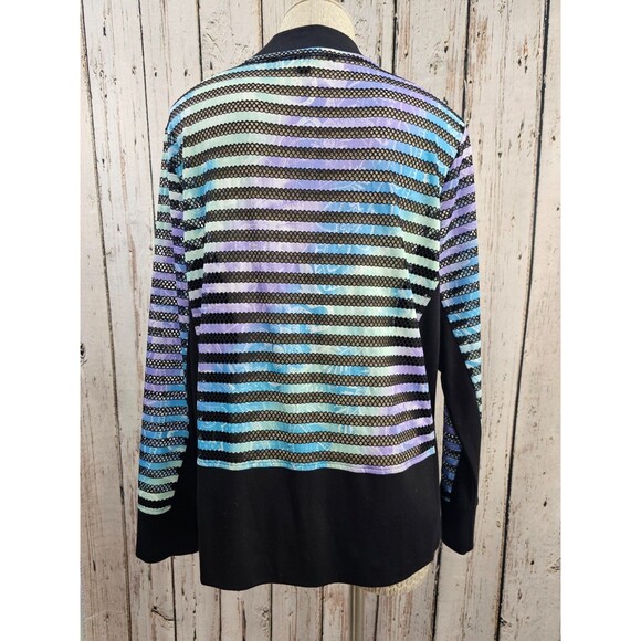 KSD Women's XL Toni Morgan Multicolor Fishnet Long Slv Zip Up Jacket Sweatshirt - Picture 4 of 8
